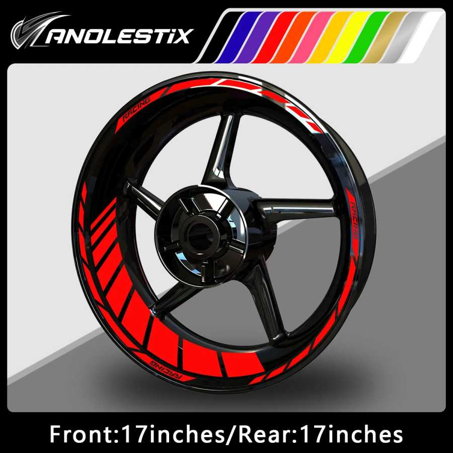 AnoleStix 17 дюймов для YAMAHA Honda Kawasaki Suzuki BMW KTM Triumph светоотражающие наклейки на колеса мотоцикла наклейка на ступицу обод в полоску Украшения, очистка и защита