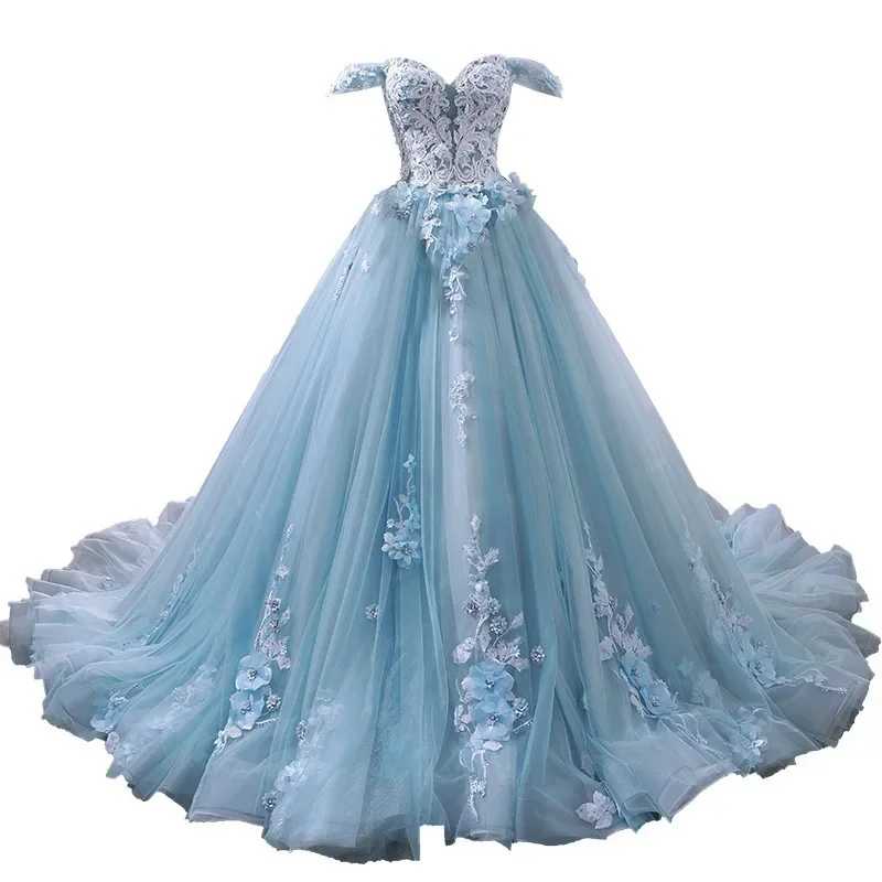 Фотография №4 товара Синие платья Quinceanera, новое классическое платье принцессы для выпускного вечера