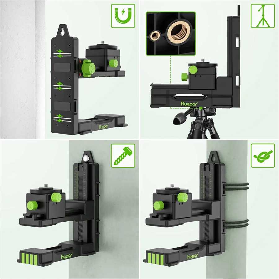 Фотография №4 товара Huepar PV11+ Магнитный точный поворотный кронштейн, поворотная основа для лазерного