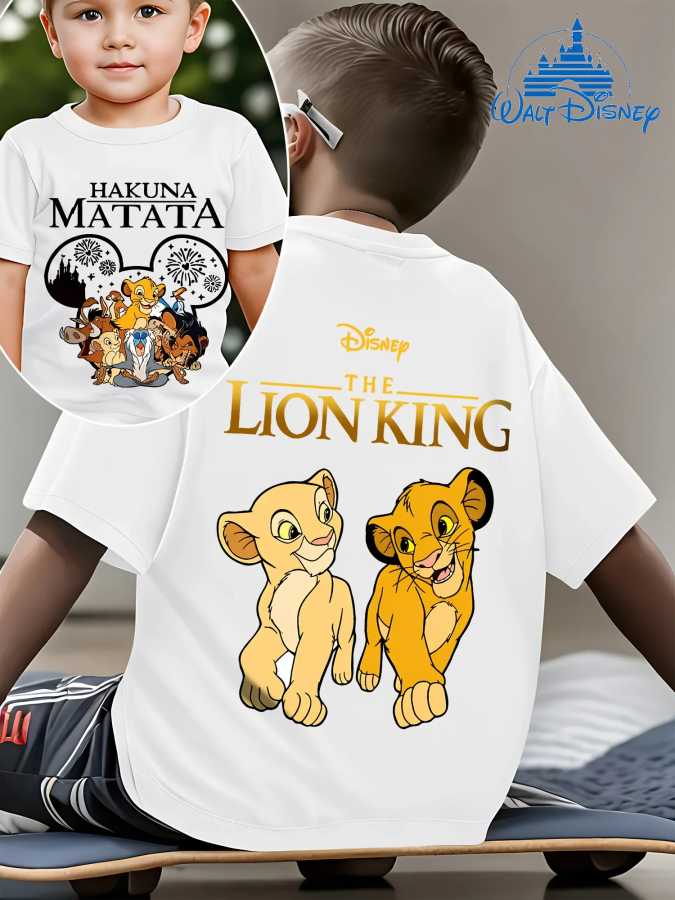 Футболка с тематикой &laquo;Король Лев&raquo; от Disney для мальчиков, 100% хлопок, с принтом персонажей мультфильмов, повседневный летний топ на каждый день Детская одежда