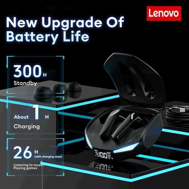 Фотография №2 товара Новые беспроводные наушники Lenovo XT53 с Bluetooth 5.4, LED-дисплеем, водонепроницаемостью,
