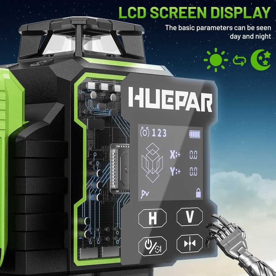 Фотография №2 товара Лазерный уровень Huepar W04CG Green Cross 4D 16-линейный Bluetooth-лазерный нивелир