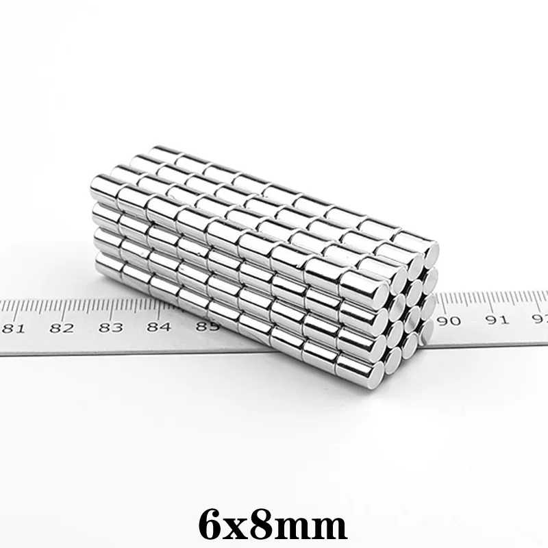 Фотография №2 товара Мощный магнит 6x8 мм, тонкий, суперсильный, неодимовый, круглый, постоянный, 6*8