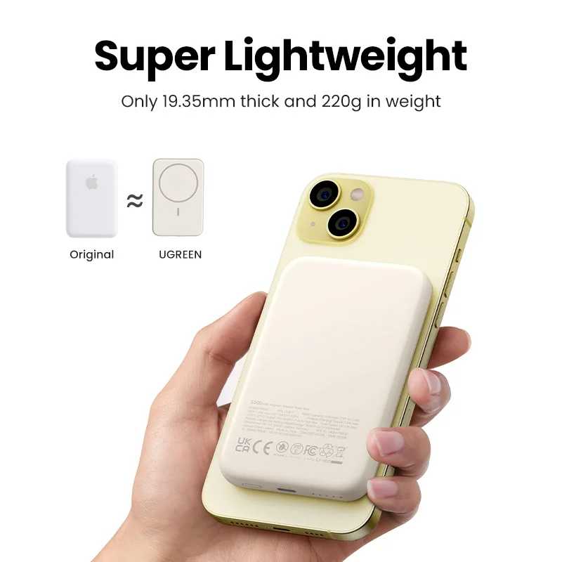 Фотография №3 товара UGREEN PD20W Power Bank Магнитный 10000 мАч Портативный беспроводной быстрая
