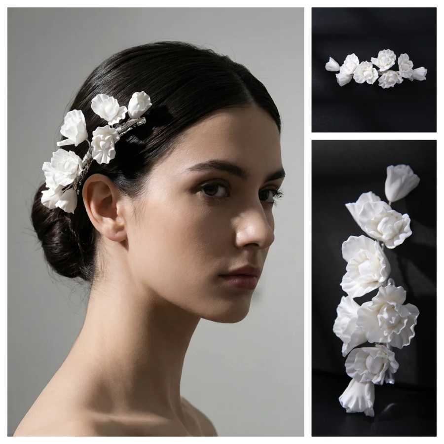 Фотография №1 товара Заколка для волос SLBRIDAL ручной работы в стиле Ins: керамический