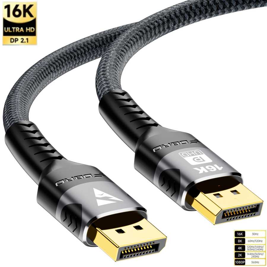 Кабель DisplayPort 2,1, 16K DP кабель с нейлоновой оплеткой 16K @ 30Hz 8K @ 60Hz HDR FreeSync видеокабель для дисплеев мониторов графики Аксессуары и запчасти