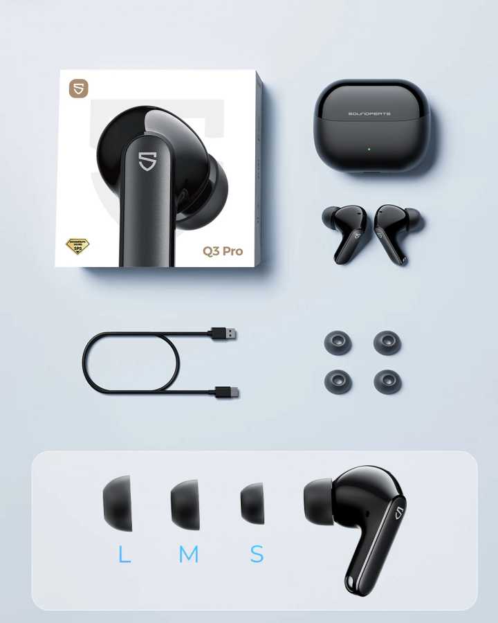 Фотография №5 товара Беспроводные наушники SoundPEATS Q3 pro с активным шумоподавлением, Bluetooth V6.0,