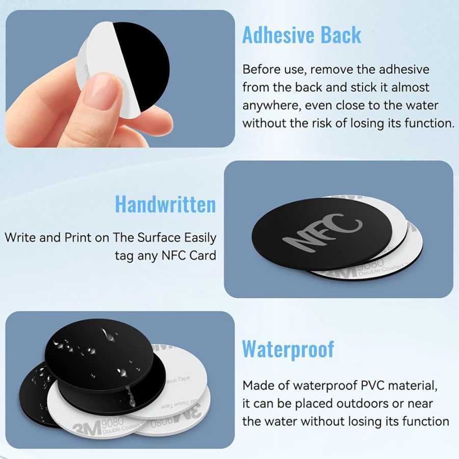 Фотография №1 товара NFC-тег черный NTAG215 NFC-тег NFC-монета-карта черная наклейка NFC круглый чип