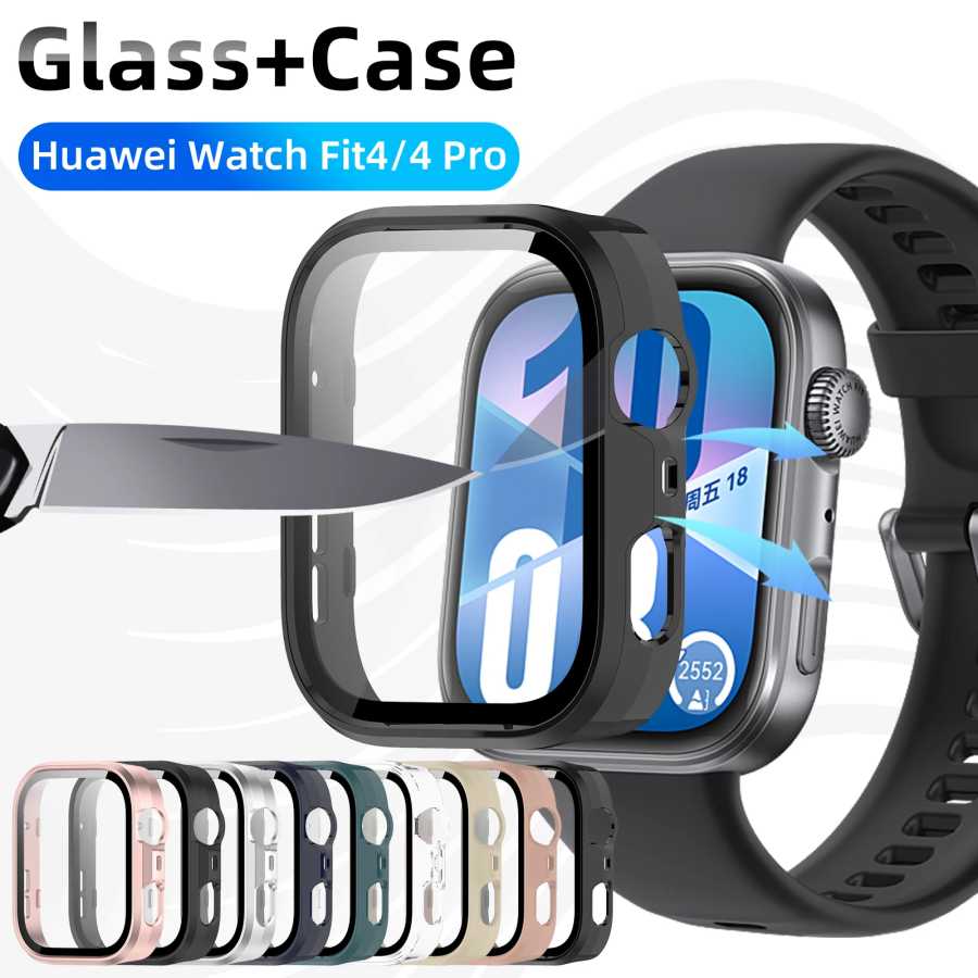 Стекло + чехол для Huawei Watch Fit 4/4 Pro, защитное стекло из закаленного стекла и жесткий защитный бампер для ПК, аксессуары для Huawei Fit4 Умная электроника
