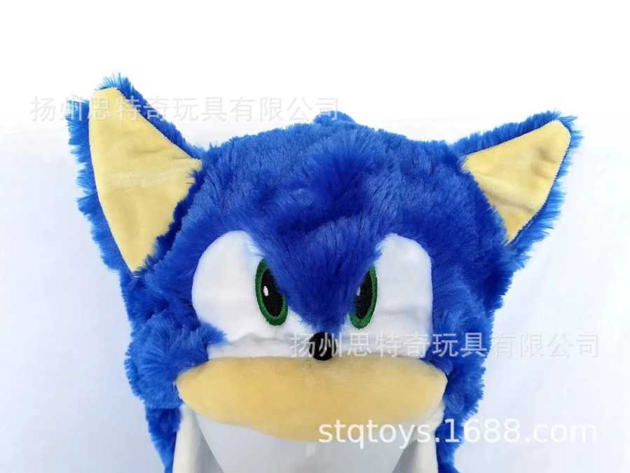 Синяя игровая кепка в стиле Sonic с подвижными ушками, кукольная шапка-подушка, для ролевых игр, оригинальный подарок, милый и интересный подарок для женщин и мужчин Товары для праздника