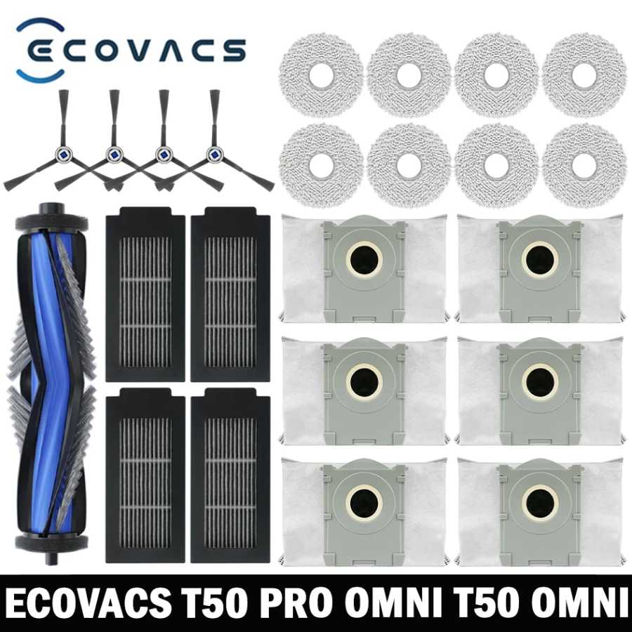 ECOVACS T50 PRO OMNI / T50 OMNI Запасная часть для робота-пылесоса Аксессуар Основная боковая щетка Hepa-фильтр Швабра Мешок для пыли Запчасти для бытовой техники