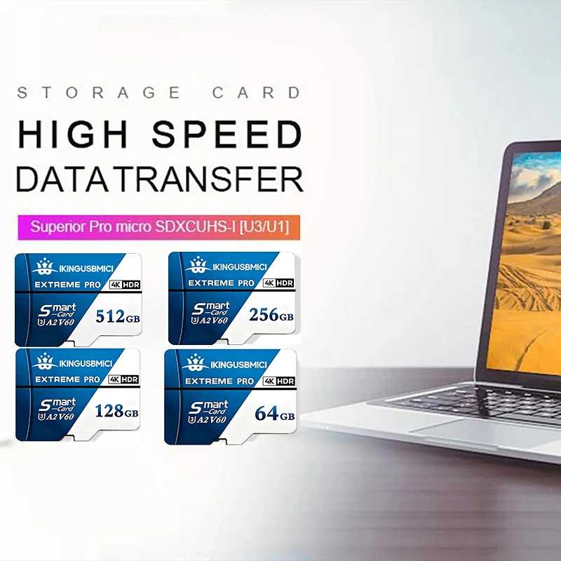 Фотография №1 товара Надежные карты памяти Micro TF SD (TF/SD карты) 256 ГБ,