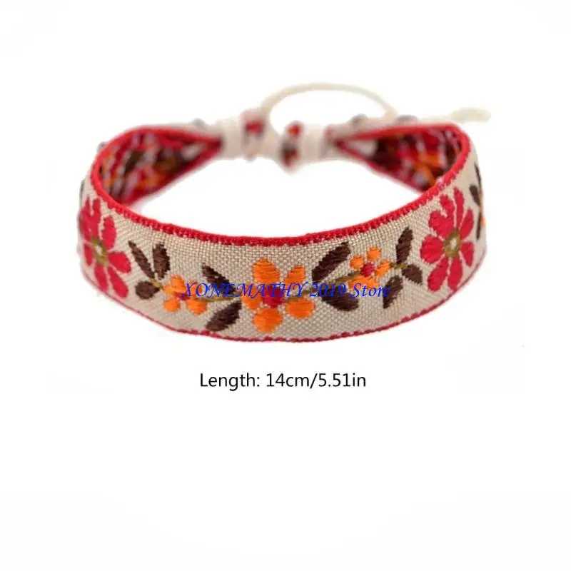Фотография №5 товара F42F Boho Boho Клубничный цветок, вышитый браслет, браслет ручной обработки