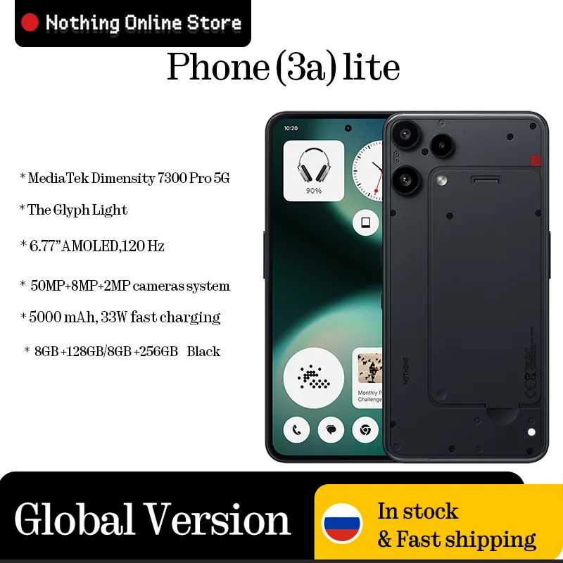 Телефон Nothing (3a) lite MediaTek Dimensity 7300 Pro 5G 6,77 5000 мАч Мобильные телефоны