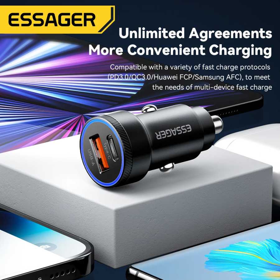 Фотография №2 товара Essager 54W Автомобильное зарядное устройство 5A Быстрая зарядка типа C