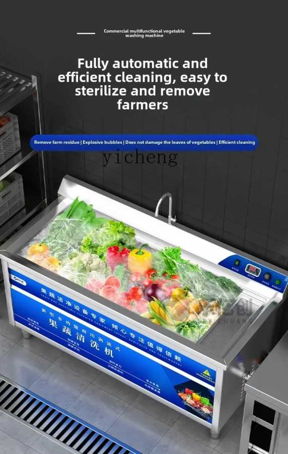 Фотография №1 товара Коммерческая автоматическая машина для мытья овощей и фруктов с пузырьковой