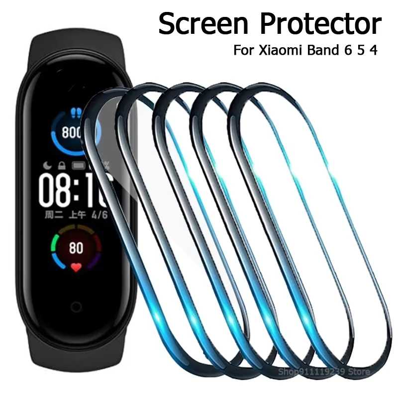 9D изогнутая защитная пленка из мягкого стекла для Xiaomi Band 8 7, защитная пленка для экрана с полным покрытием для Mi Band 4 5 6, аксессуары для смарт-браслета Умная электроника