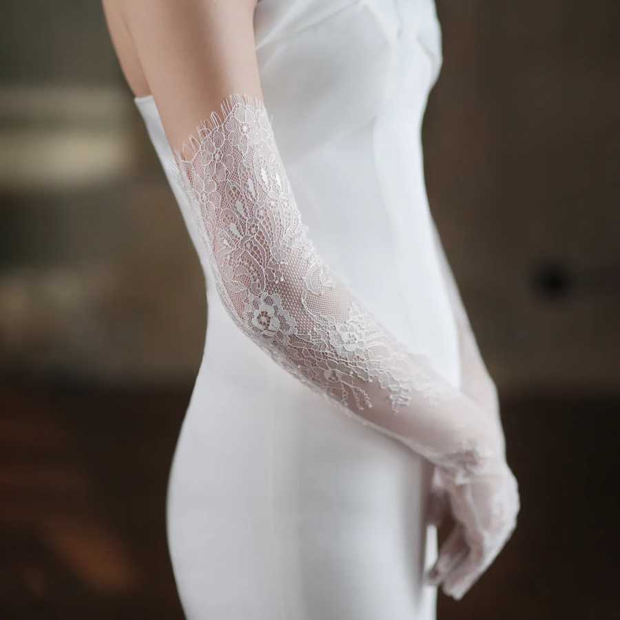 Фотография №5 товара SLBRIDAL сексуальный белый цвет ручной работы кружево цветок жемчуг свадебное
