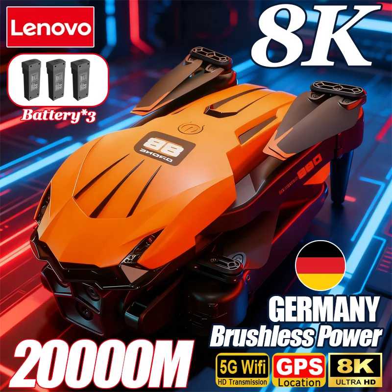 Дрон Lenovo D88 8K с двойной HD-камерой для аэрофотосъемки, интеллектуальным обходом препятствий, бесщеточным двигателем, 5G Wi-Fi, GPS и функцией возврата, VR-дрон Радиоуправляемые игрушки