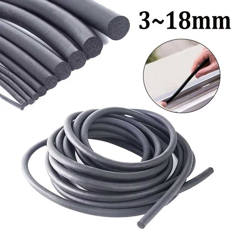Черная уплотнительная лента из пенопласта EPDM, круглая губчатая планка для уплотнения двери шкафа 2/3/4/5/6/7/8/9/10/12/15/18 мм Двери, ворота и окна