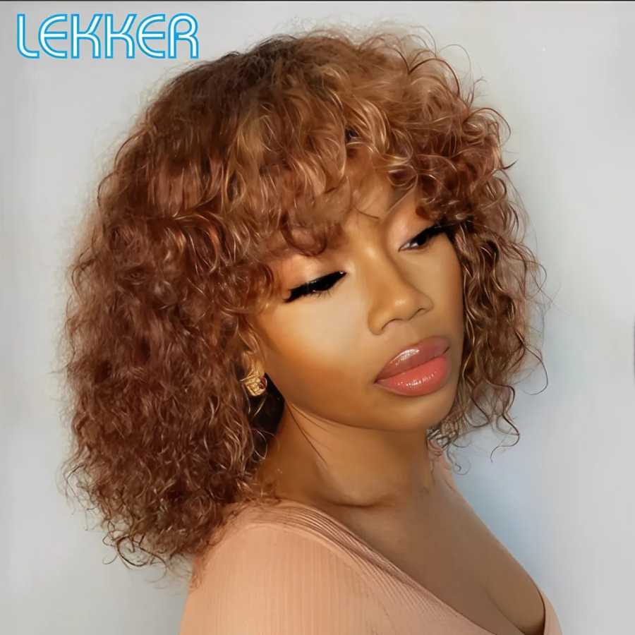 Фотография №1 товара Lekker Цветные Короткие Пикси Афро Кудрявый Боб 100% Парики Из