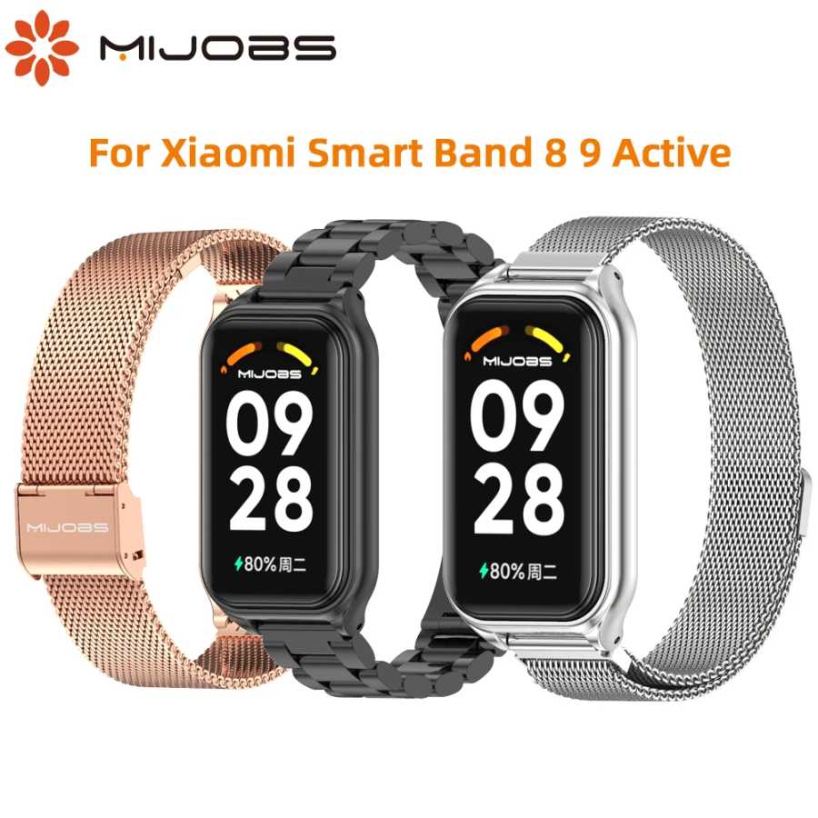 Ремешок для Xiaomi Mi Band 8 9 Активный браслет для xiaomi Smart Band 8 Active Металлический ремешок для часов из нержавеющей стали Mi Band 8 Active Умная электроника