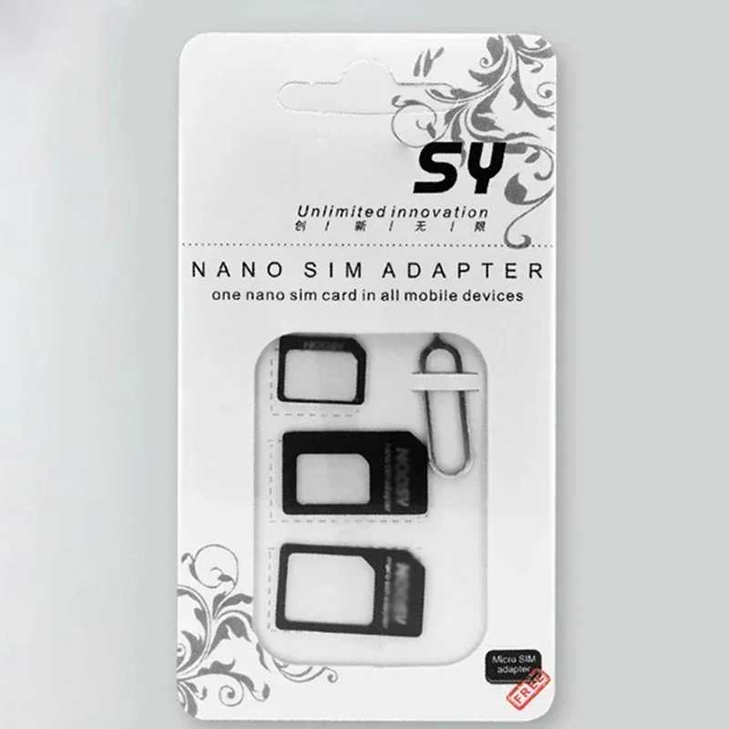 Адаптер Micro Nano SIM-карты 4 в 1, адаптер Micro Sim с ключом для извлечения SIM-карты, набор держателей SIM-карты для мобильного телефона SIM-карты и аксессуары
