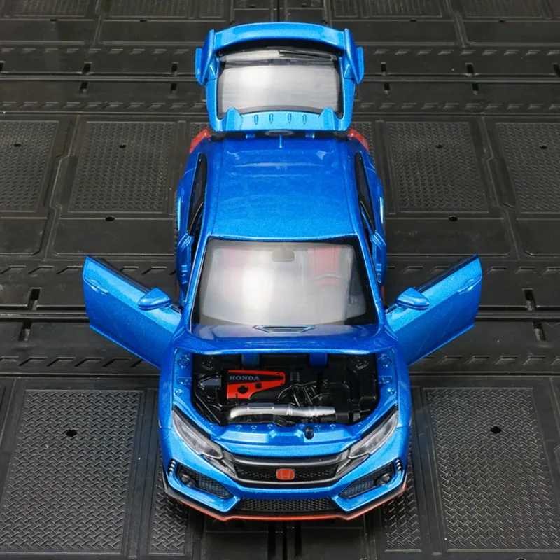 Модель автомобиля из сплава Honda Civic type-r, акустооптическая игрушка для мальчика, дверь и багажник капота, можно открыть, можно подарить в подарок 
