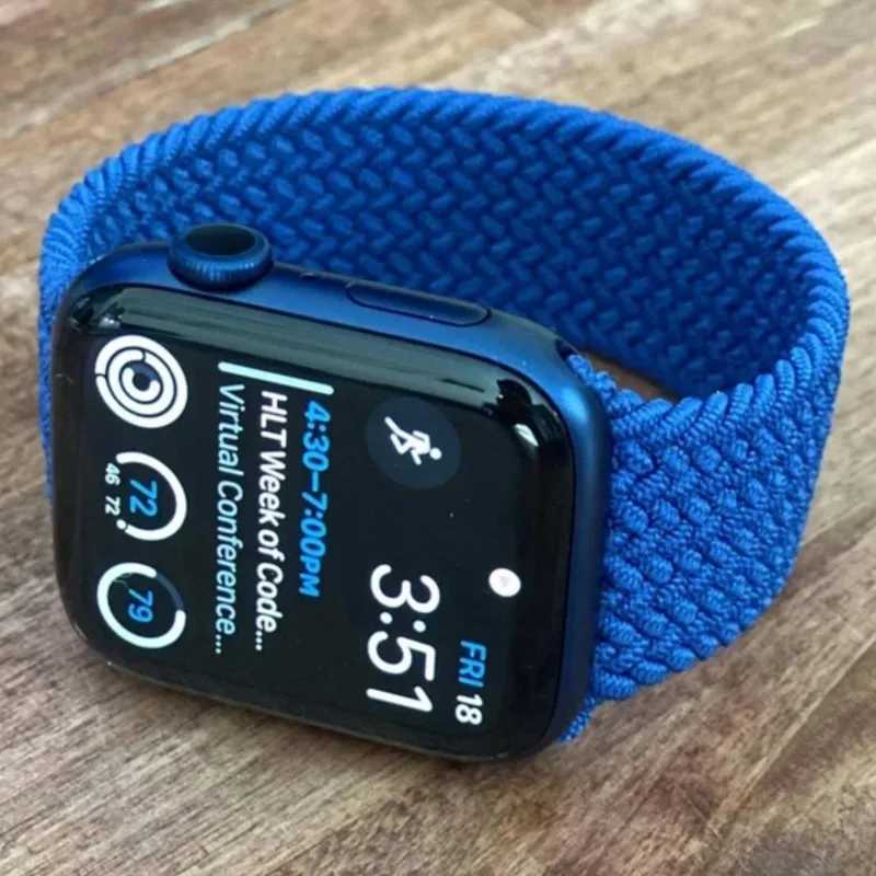 Плетеный ремешок Solo Strap для Apple Watch 44 мм, 40 мм, 45 мм, 49 мм, 41 мм, нейлоновый браслет Correa для iWatch серий 9, 8, 7, 6, 5, SE, Ultra2, 3, 10, 11 Аксессуары для часов