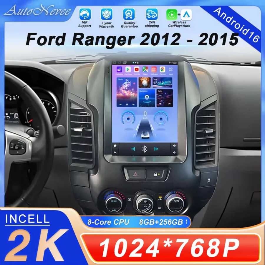 9,7-дюймовый сенсорный QLED-экран Android 16 для Ford Ranger 2012-2015, автомобильная магнитола, стереосистема, видео, CarPlay, GPS-навигация, Wi-Fi Автоэлектроника