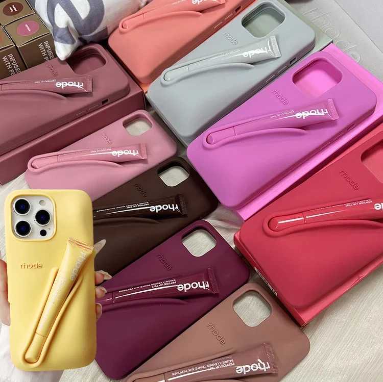 Модный силиконовый чехол для iPhone 16, 12, 13, 14, 15, 11 Pro Max Plus, серый, с дизайном &laquo;Тост Эспрессо&raquo;, лентой и держателем для блеска для губ Чехлы и чехлы для мобильных телефонов