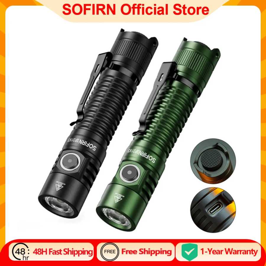 Sofirn SP31 V3.0 Мощный тактический фонарик SST40/519A 2000 лм 18650 Светодиодный фонарик USB C Перезаряжаемая лампа с двойным переключателем Портативное освещение