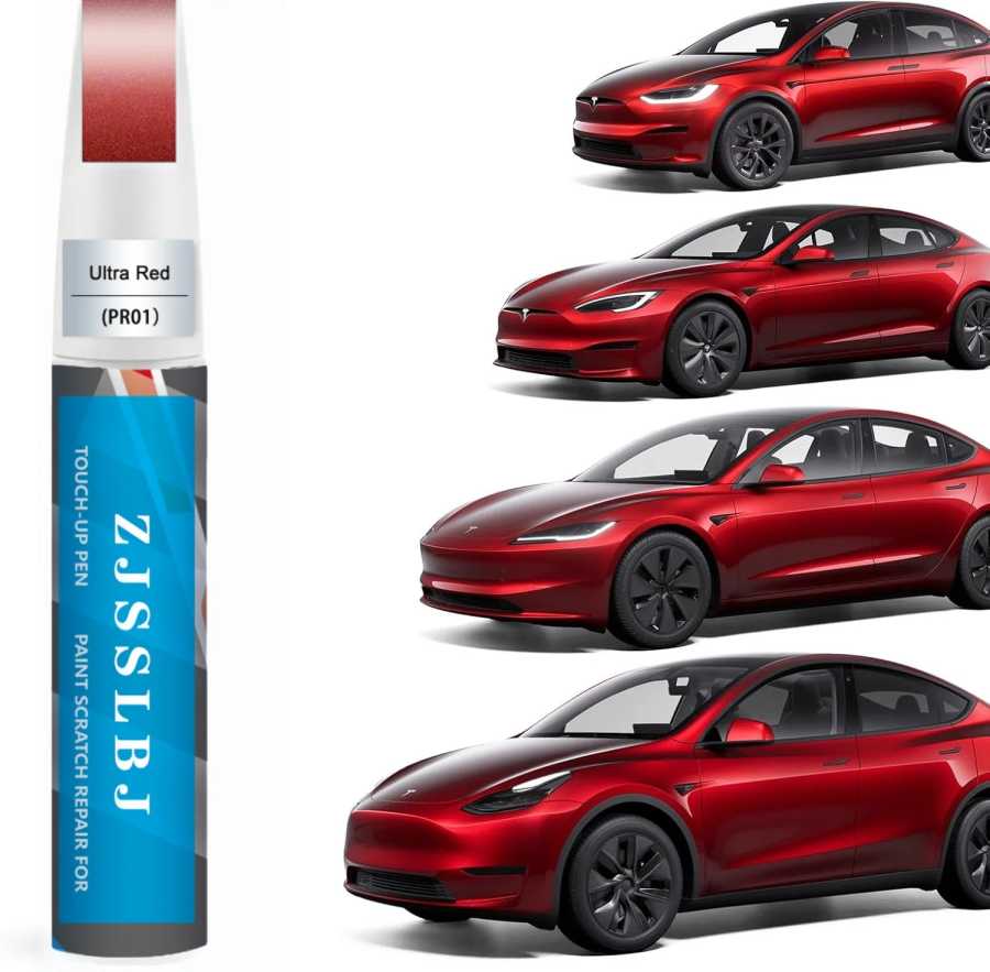 Краска для ремонта царапин на автомобиле (ультрасветло-красный (PR01)) для Tesla Model Y/3/S/X, набор для самостоятельного ремонта царапин 2-в-1 с наконечником-ручкой и кистью Мытье и уход за машиной
