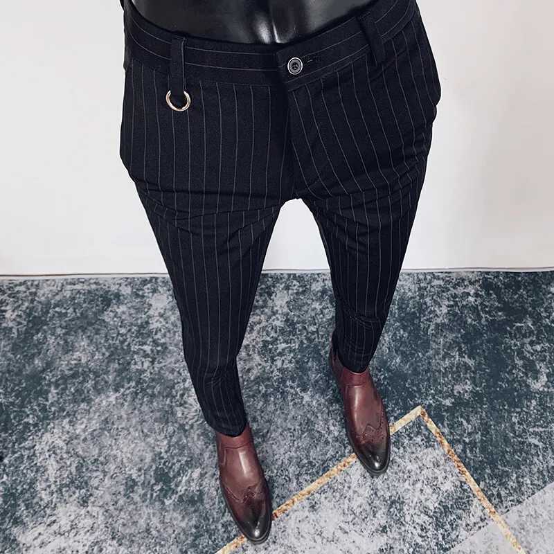 Фотография №4 товара Мужской костюм Брюки Формальные брюки Pantalone Hombre Стрейч Тонкий однотонный