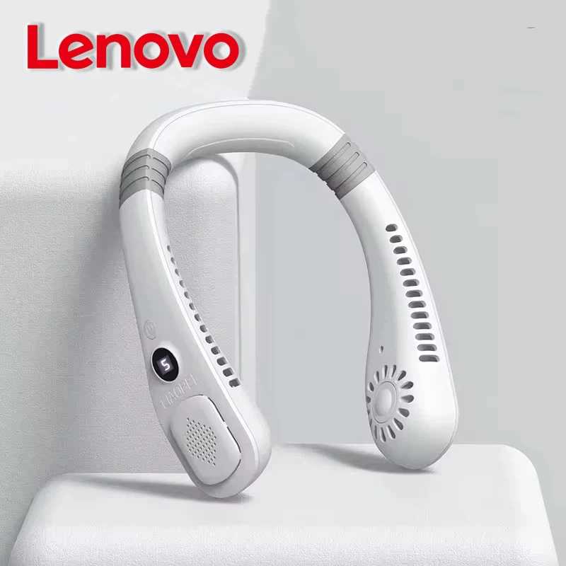 Портативный бесшумный мини-вентилятор Lenovo на шею с ультрадолгим сроком службы, USB-зарядкой, для студентов, спорта и офиса, новинка 2026 года Техника для дома