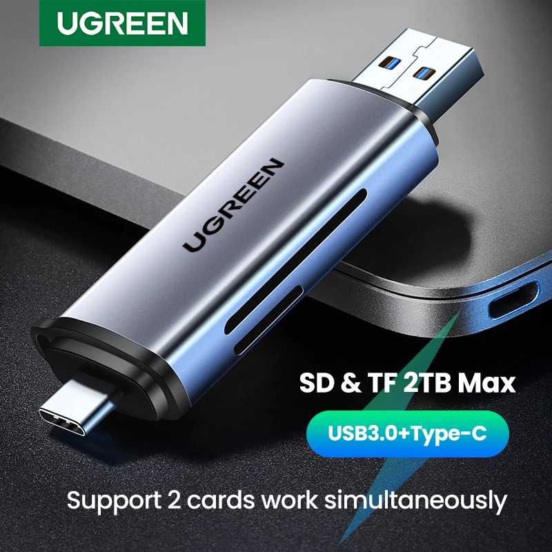 Кардридер UGREEN с USB 3,0 и USB C на SD, Micro SD, TF, Thunderbolt 3 Хранение данных