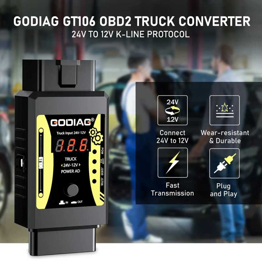 Фотография №3 товара Адаптер преобразователя GODIAG GT106 для тяжелых грузовиков, переходник 24 В
