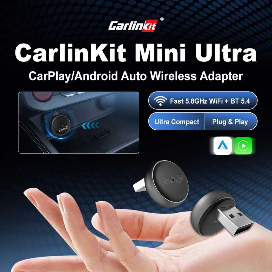 2025 CarlinKit Mini Ultra 3 CarPlay Android auto Беспроводной адаптер для обновления автомобильной інформационной развлечений BT 5,4 ГГц Wi-Fi 5,8 ГГц Обновление OTA Автоэлектроника