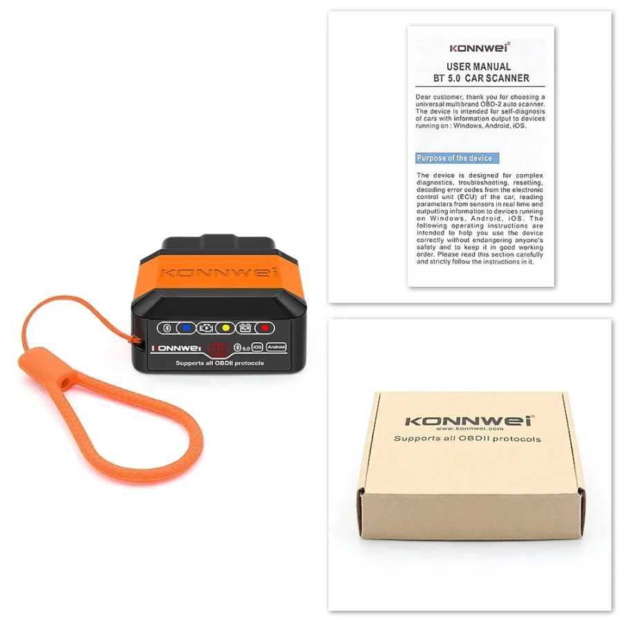 Фотография №5 товара Диагностический сканер KONNWEI KW905 ELM327 V1.5 OBD2 с Bluetooth 5.0