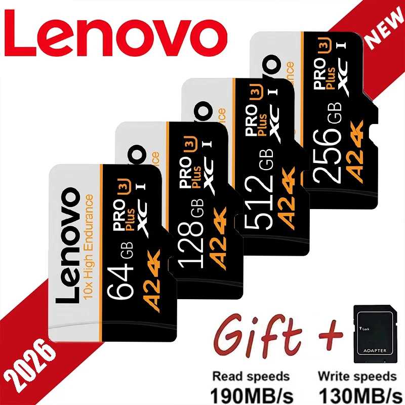 Карты памяти Lenovo Compact SD, TF, Micro TF SD 512GB, 256GB, 128GB, 64GB V10 для дронов, Nintendo Switch, ноутбуков и телефонов Хранение данных