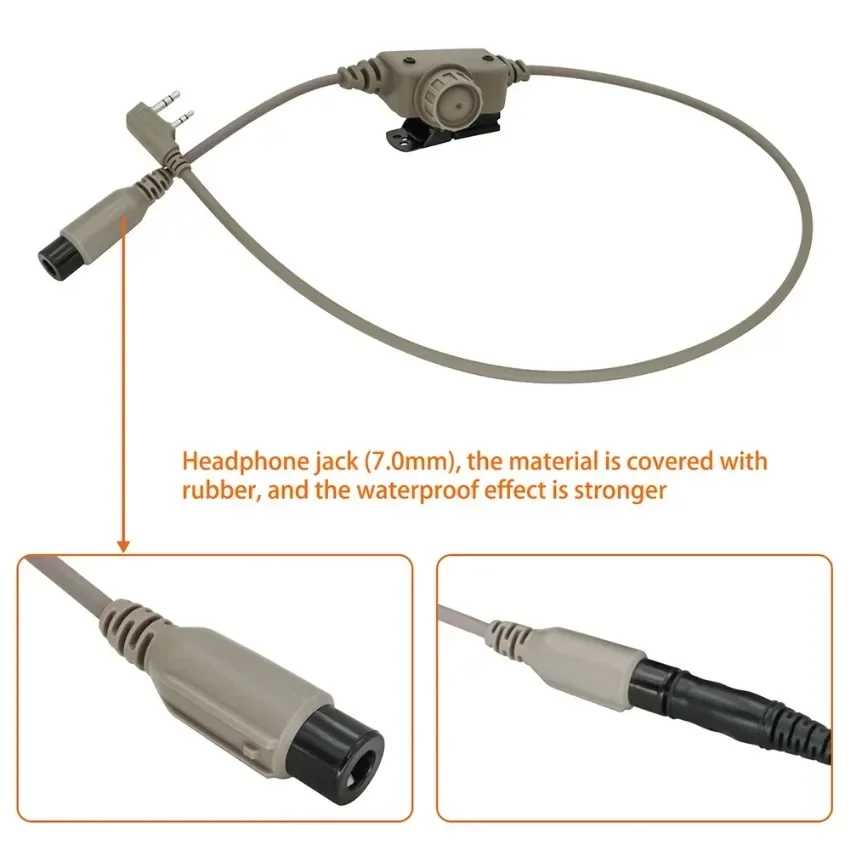 Фотография №4 товара Тактическая гарнитура PTT Militar Adapter RAC PTT Kenwood Plug для