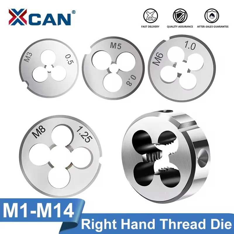 Плашка резьбонарезная XCAN, правая, метрическая, круглая, из легированной стали, для нарезания резьбы, инструмент для резки металла, M1 M2 M3 M4 M5 M6 M8 M10 M12 M14 Ручные инструменты