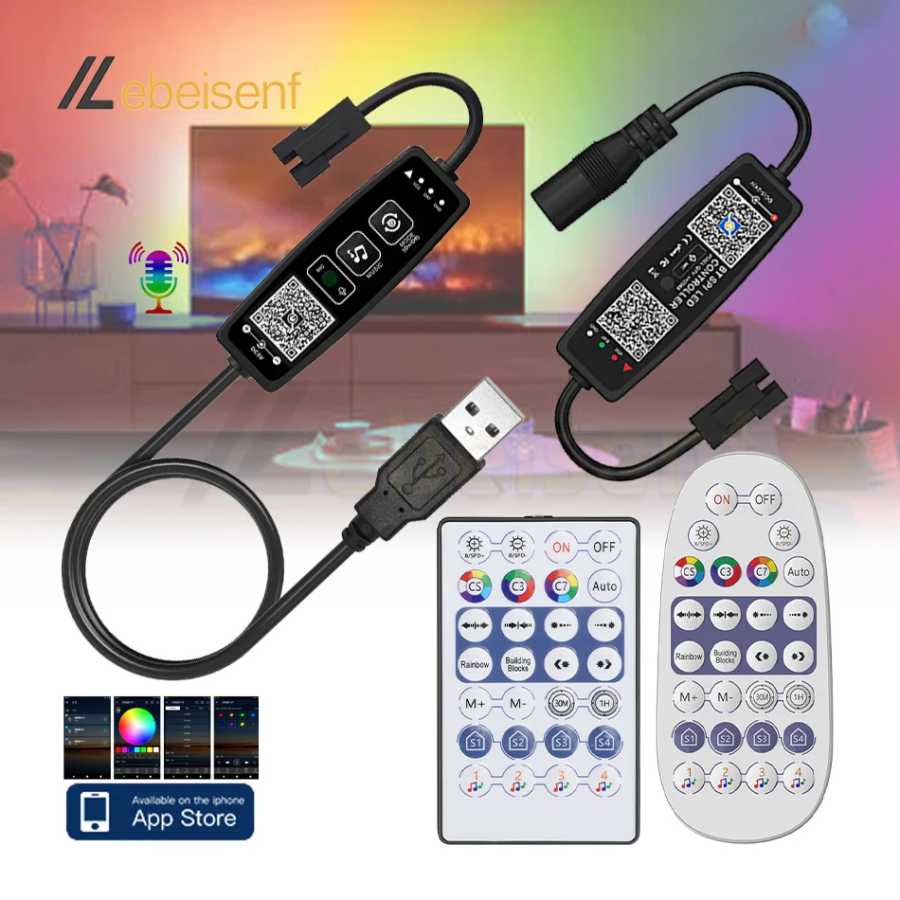 DC / USB Bluetooth SPI светодиодный музыкальный контроллер 5V 12V 24V 2048 пиксельный интеллектуальный модулятор беспроводной пульт дистанционного управления для волшебной ленты WS2812 WS2811 Аксессуары для освещения
