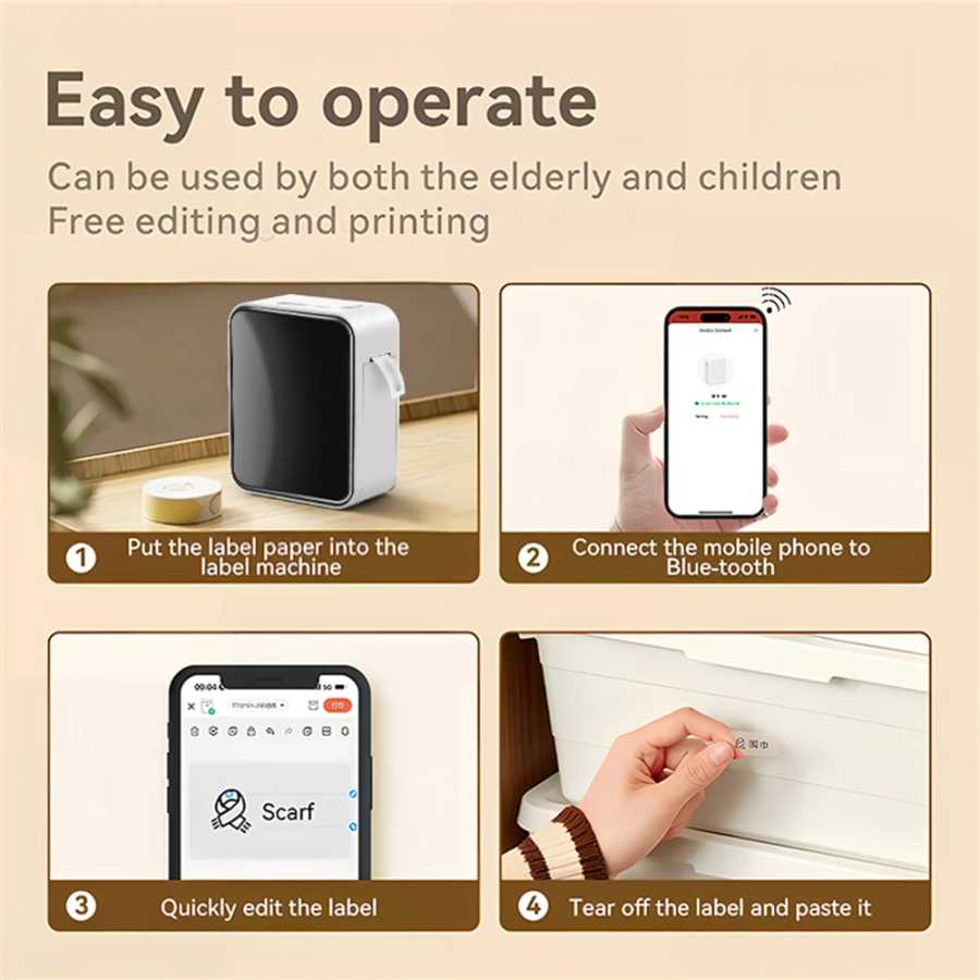Фотография №4 товара MarkLife P15 термопринтер этикеток мини портативный беспроводной Bluetooth-совместимый этикетировочный стикер