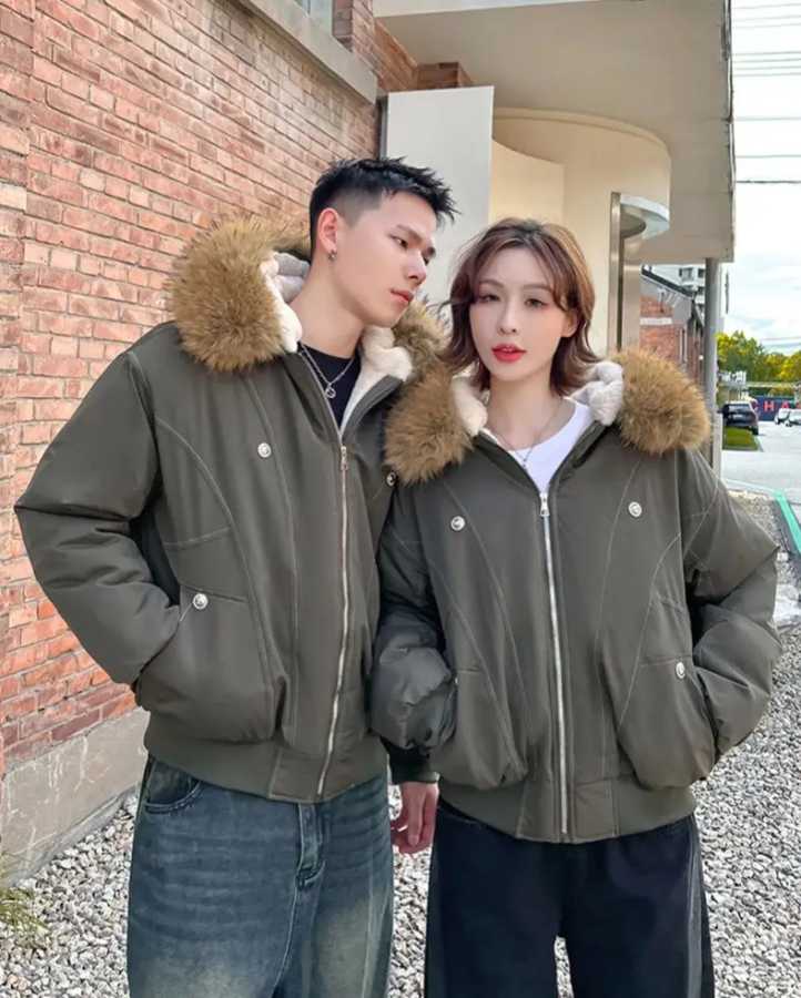 Фотография №3 товара ZAROY парки с капюшоном и меховым воротником Y2k Harajuku, утепленные