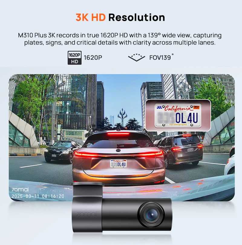 Фотография №1 товара Новый видеорегистратор 70mai M310 Plus 3K 1620P WDR с голосовым