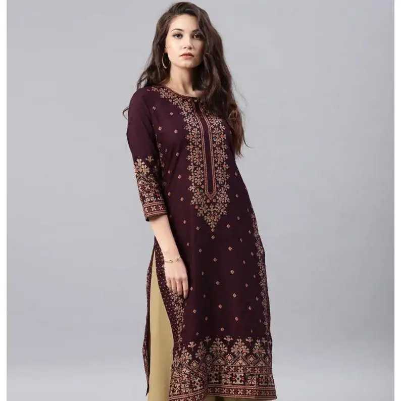 Фотография №4 товара Women Kurt Casual Dress Long Sleeve Straight Casual Ethnic Flower
