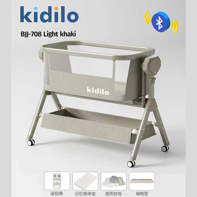 Фотография №4 товара Детская кроватка-люлька Kidilo 2026: прикроватная, с улучшенной устойчивостью, легко складывается,