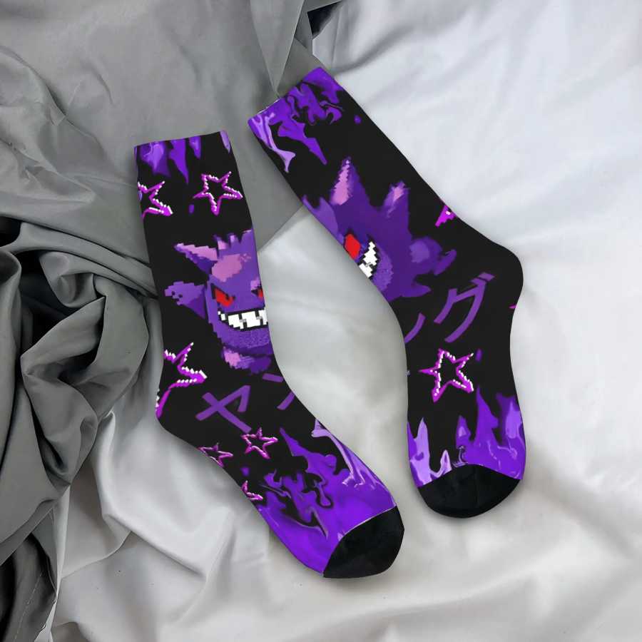 Новые мужские носки Harajuku Pokemons с рисунком Gengar, полиэстеровые спортивные женские носки, весенне-летние, осенне-зимние Мужские носки
