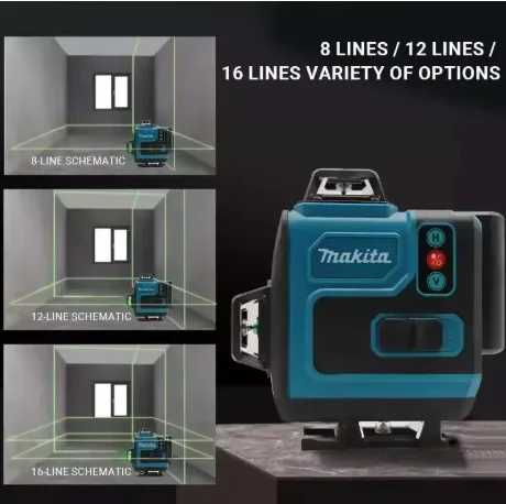 Фотография №1 товара Аккумулятор Makita 18В, 16-линейный 4D зеленый лазерный уровень, 360&deg; &deg;